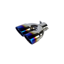 63mm Double Outlet Stainless Steel Chrome Car Muffler Exhaust Pipe Tip - Blue Z