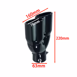 Car Exhaust Pipe Universal Double Outlet Car Muffler Tip Stainless Steel - Black  W