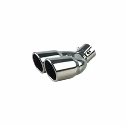 Car Exhaust Pipe Universal Double Outlet Car Muffler Tip Stainless Steel - Silver  W