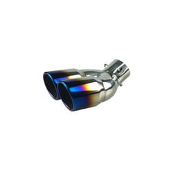 Car Exhaust Pipe Universal Double Outlet Car Muffler Tip Stainless Steel - Blue  W