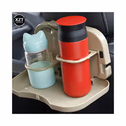 Car Folding Table Drink Holder Box+Cup Back Rear Seat Table Beverage Holder - Gray