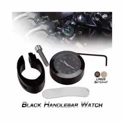 Waterproof Timetable Handlebar for Motorcycle Luminous Clock Scooter Bicycle - Black set