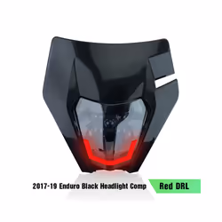 Motorcycle Headlight Vehicle Lighting  Headlamp Head Light Supermoto - 19 Black-Red DRL