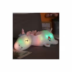 60CM Cute Glowing LED Light Unicorn Plush Toys Lovely Luminous Animal - white, 80CM