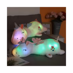 60CM Cute Glowing LED Light Unicorn Plush Toys Lovely Luminous Animal - white, 80CM