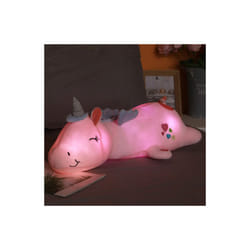 60CM Cute Glowing LED Light Unicorn Plush Toys Lovely Luminous Animal - pink, 80CM