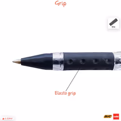 BLACK Ballpoint Pens, Gripper, BLACK, 0.5mm Fine Point, Pack of 10, Elasto Grip Smooth Writing