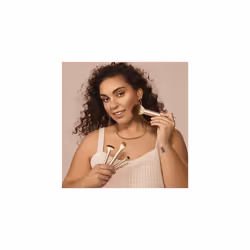Au Naturale Makeup Brush Kit, For Foundation, Powders, and Concealers, Premium Quality Face Brushes, 9 Piece Set, Gold