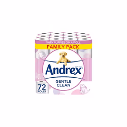 Andrex Gentle Clean Toilet Rolls - 72 Toilet Roll Pack - Bulk Buy Toilet Paper - Gentle and Soft on Your Family's Skin - Derm ...