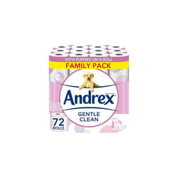 Andrex Gentle Clean Toilet Rolls - 72 Toilet Roll Pack - Bulk Buy Toilet Paper - Gentle and Soft on Your Family's Skin - Dermatologically Tested