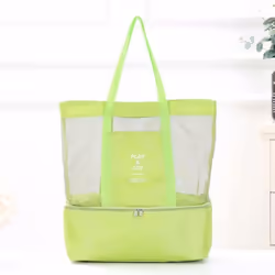 Portable Insulated Cooler Food Bag for Beach Camping Picnic Mesh Bags Cooler Tote Waterproof Bags - pink