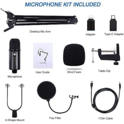 USB Microphone Condenser Computer PC Gaming Mic Podcast Microphone Kit for Streaming,Recording,Vocals,ASMR,Voice,Cardioid Studio Microphone