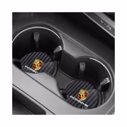 2PC Non-Slip Carbon Fiber Car Water Coaster Cup Pad For Porsche Panamera Macan 718 Taycan 911 Cayman Boxster 9ya 971 - 2pcs-black