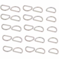 sourcingmap 15mm Inner Width Zinc Alloy Flat Typed D Welded Ring Silver Tone 25pcs