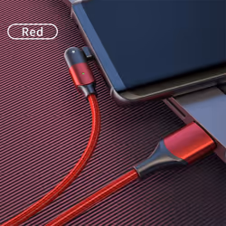 ROCK 180 Degree Rotate Cable Fast Charging Micro USB Type C Cable Mobile Phone Type-C Wire Cord For iPhone IOS - red, Type C ...