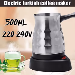 500ml 600W Electric Coffee Maker Pots Kettle Turkish Espresso Percolator Home Stainless Steel Tea Milk Coffee Machine
