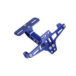 Universal Motorcycle Rear License Plate Holder Frame Adjustable Turn Signal - Blue
