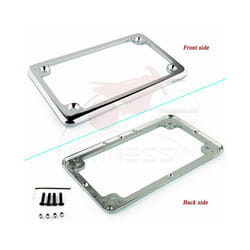 Universal Aluminum Motorcycle 4"*7" led Reflector License Number Plate - Horizontal Chrome