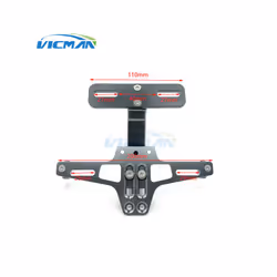 CNC Aluminum Universal White LED Light Multi-Angle Motorcycle Rear License - Black