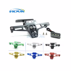 CNC Aluminum Universal White LED Light Multi-Angle Motorcycle Rear License - Titanium