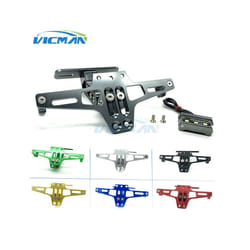 CNC Aluminum Universal White LED Light Multi-Angle Motorcycle Rear License - Titanium