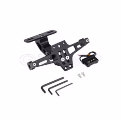 Universal Motorcycle License Plate Holder Frame With LED For Kawasaki - black