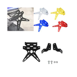 Motorcycle Short Fender R15 License Plate Holder Bracket Foldable Registration - Silver