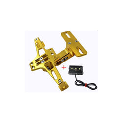 Motorcycle Universal Adjustable Rear Tail Tidy License Plate Holder Bracket - Gold