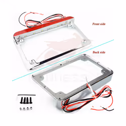 Universal Aluminum Motorcycle 4"*7" led Reflector License Number Plate - LED Horizontal Chrom