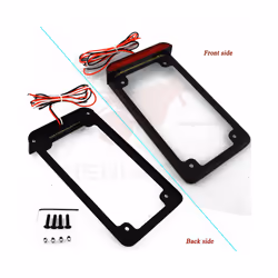 Universal Aluminum Motorcycle 4"*7" led Reflector License Number Plate - LED Vertical Black