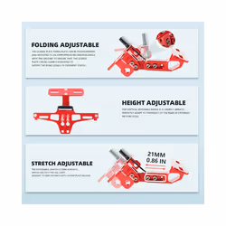 Universal Motorcycle Rear License Plate Holder Frame Adjustable Turn Signal - Red