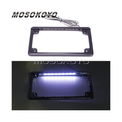 Aluminum Motorcycle 7-3/16" x 4-1/4" Flat Style Hidden LED Board License - black