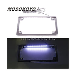 Aluminum Motorcycle 7-3/16" x 4-1/4" Flat Style Hidden LED Board License - Silver