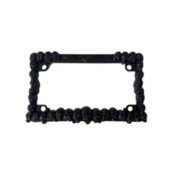Motorcycle Accent Accessory: Curved License Plate Holder and Frame with - black skull