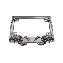 Motorcycle Accent Accessory: Curved License Plate Holder and Frame with - silver for scorpion