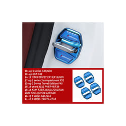 Stainless Steel Car Door Lock Protective Cover For Bmw Series 3 5 X3 X5 - blue