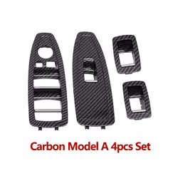 Car Interior Door Carbon Fiber Beige Black Window Regulator Switch Panel - Model A Oyster Set