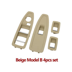Car Interior Door Carbon Fiber Beige Black Window Regulator Switch Panel - Model B Beige Set