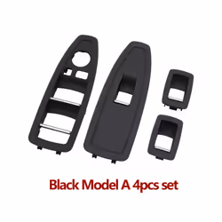 Car Interior Door Carbon Fiber Beige Black Window Regulator Switch Panel - Model A Black Set