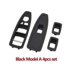 Car Interior Door Carbon Fiber Beige Black Window Regulator Switch Panel - Model A Black Set