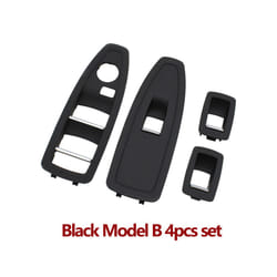 Car Interior Door Carbon Fiber Beige Black Window Regulator Switch Panel - Model B Black Set