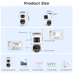 Surveillance Wifi Camera Dual Lens Color Night Vision Ai Auto Tracking CloudWireless Security Camera 6MP 4K Dual Screen Icsee ...