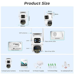 Surveillance Wifi Camera Dual Lens Color Night Vision Ai Auto Tracking CloudWireless Security Camera 6MP 4K Dual Screen Icsee Outdoor - UK