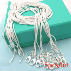 925 Sterling Silver 5 pieces 40-75cm 1.2mm Snake Chain Necklace Fashion Jewelry - 50cm