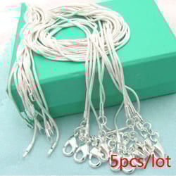 925 Sterling Silver 5 pieces 40-75cm 1.2mm Snake Chain Necklace Fashion Jewelry - 65cm