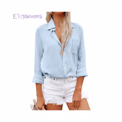 Elegant Cotton Linen Shirts Women Leisure Shirts Button Lapel Blusas Top Lady Loose Long Sleeve Oversized Shirt Casual T-Shirt - Blue, XL