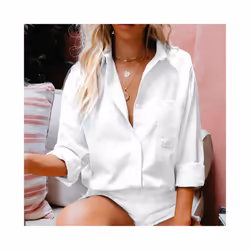 Women Casual Lapel Cotton Linen Loose Shirt Vintage Harajuku Blouse Elegant Long Sleeve Button Up Tops Office Lady Tunics - w ...