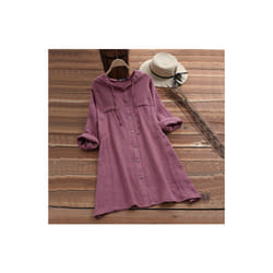 Women's Drawstring Cotton and Linen Solid Color Hat Loose Hooded Long Sleeve Cardigan Shirt - fuchsia, XXL