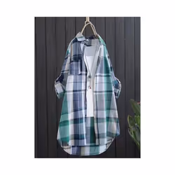 Cotton Plaid Mid Length Blouses Autumn Casual New Loose Button Blouses Women Korean Fashion Long Sleeve Winter Elegant Shirt  ...