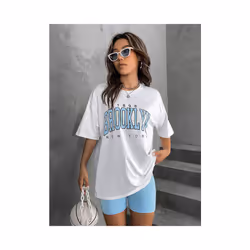 Printed Men's and Women's T-shirt Summer Fashion Casual European and American Women's Tops Oversized T Shirt - 7, S